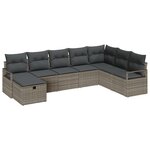 vidaXL Ensemble de canapé de jardin 8 pièces avec des coussins gris en poly-rattan.