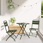 vidaXL Ensemble de Bistro Pliant 3 Pièces en Acier Vert Foncé de