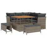 vidaXL Ensemble de canapé de jardin 8 Pièces Gris polyrotin