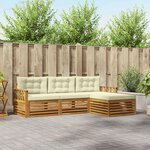 vidaXL Ensemble de canapés d'extérieur avec coussin Naturel et Crème