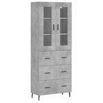 vidaXL Buffet haut Gris béton 69 5x34x180 cm Bois d'ingénierie