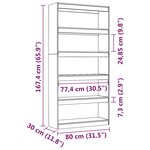 vidaXL Bibliothèque/Séparateur de pièce Noir 80x30x167 4 cm Pin massif