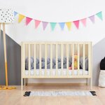 Lit évolutif bébé gris + barreaux couleur naturel vernis 60 x 120 cm