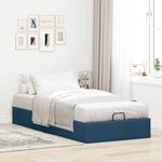 vidaXL Cadre de lit ottoman sans matelas bleu 90x200 cm tissu