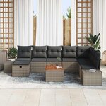vidaXL Ensemble de canapé de jardin avec coussin 9 Pièces Gris Poly rotin