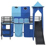 vidaXL Lit mezzanine pour enfants Noir et Bleu 99 5 x 200 cm Métал