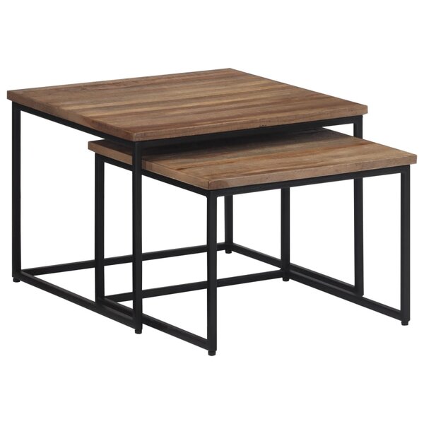 vidaXL Tables basses gigognes 2 Pièces bois massif de teck