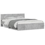 vidaXL Cadre de lit avec tête de lit et LED gris béton 150x200 cm
