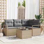 vidaXL Set de Canapés de Jardin 5 Pièces avec Coussins en Rattan Synthétique Noir