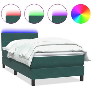 vidaXL Sommier à lattes de lit et matelas et LED vert foncé 100x210cm velours