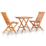 vidaXL Ensemble de bistro 3 Pièces avec coussins gris Bois de teck massif