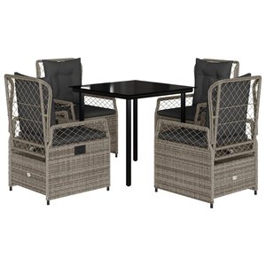 vidaXL Ensemble à manger de jardin 5 Pièces coussins gris résine tressée