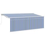 vidaXL Auvent rétractable Bleu 350 x 200 cm tissu
