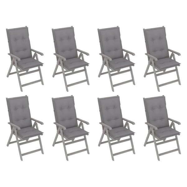 vidaXL Chaises inclinables de jardin avec coussins 8 Pièces Gris Acacia