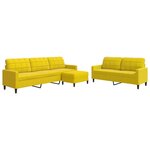 vidaXL Ensemble de canapés 3 Pièces avec coussins Jaune Velours