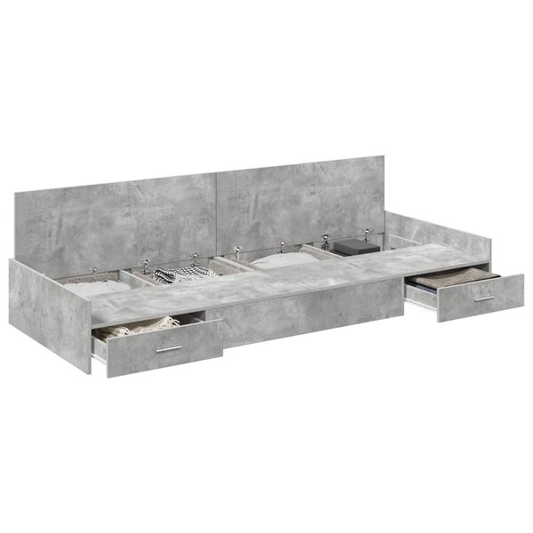 vidaXL Cadre de lit Gris béton 75 x 190 cm Bois d'ingénierie