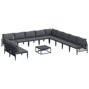 vidaXL Ensemble de canapé de jardin 12 pc Noir Acier