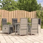 vidaXL Ensemble à manger jardin et coussins 7 Pièces gris rotin