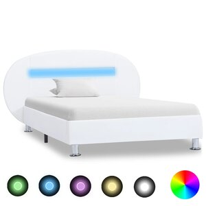 vidaXL Cadre de lit avec LED sans matelas blanc 100x200 cm
