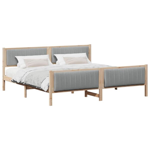 vidaXL Cadre de lit avec tête de lit Marron et gris clair 200 x 200 cm