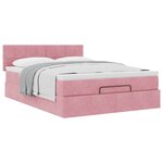 vidaXL Cadre de lit ottoman avec matelas rose 140x190 cm velours