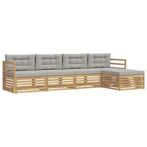 vidaXL Ensemble de canapés d'extérieur 5 Pièces Blanc et gris clair