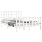 vidaXL Cadre de lit avec tête de lit blanc 140x190 cm bois massif