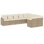 vidaXL Salon de jardin avec coussins 9 Pièces beige résine tressée