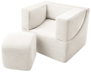 Fauteuil pliant enfant crème (velours côtelé)