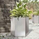 vidaXL Jardinière hexagone 46x40x45 cm acier inoxydable