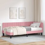 vidaXL Cadre de lit d'angle avec matelas 2 Pièces Gris Velours