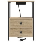 vidaXL Table de nuit avec station de chargement 2 Pièces Chêne sonoma