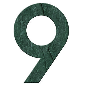 Numéro 9 - Numéro adhésif pour boîtes aux lettres- Pierre véritable 50 mm  Malachite