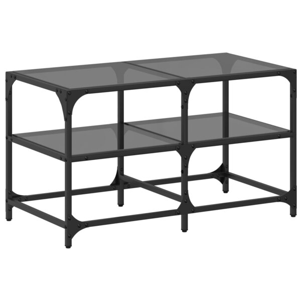 vidaXL Table basse avec dessus en verre noir 78 5x40x45 cm acier