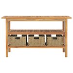 vidaXL Meuble de salle de bain avec 3 paniers Teck solide 132x45x75 cm
