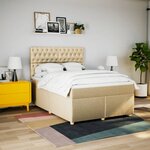 vidaXL Sommier à lattes de lit avec matelas Crème 140x190 cm Tissu