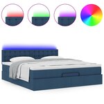 vidaXL Lit ottoman avec matelas et LED bleu 180x200cm tissu
