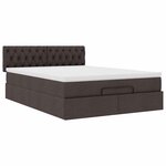 vidaXL Lit ottoman avec matelas et LED marron foncé 140x190 cm tissu