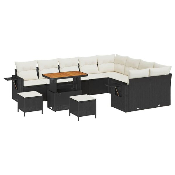 vidaXL Ensemble de canapé de jardin 12 Pièces Noir polyrotin