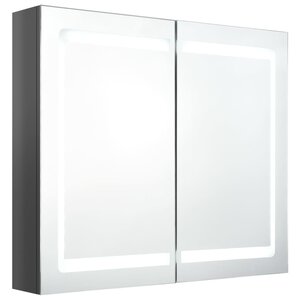 vidaXL Armoire de salle de bain à miroir LED Gris brillant 80x12x68 cm