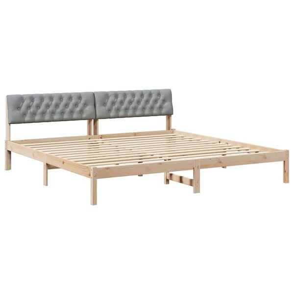 vidaXL Cadre de lit avec tête de lit Marron et gris clair 200 x 200 cm