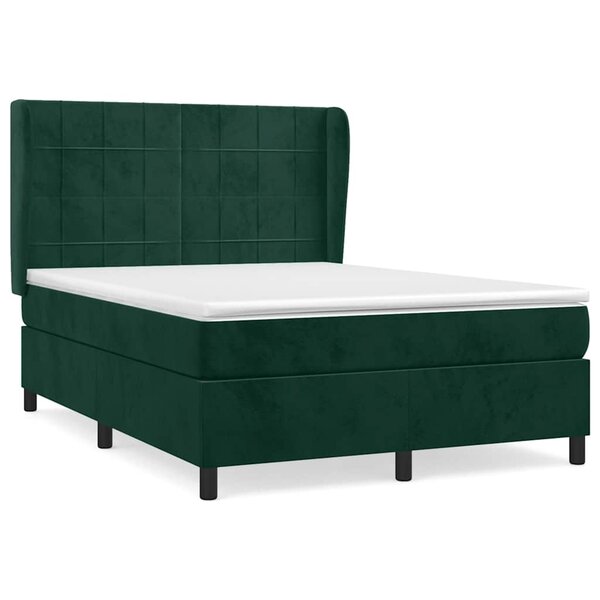 vidaXL Sommier à lattes de lit et matelas Vert foncé 140x190cm Velours