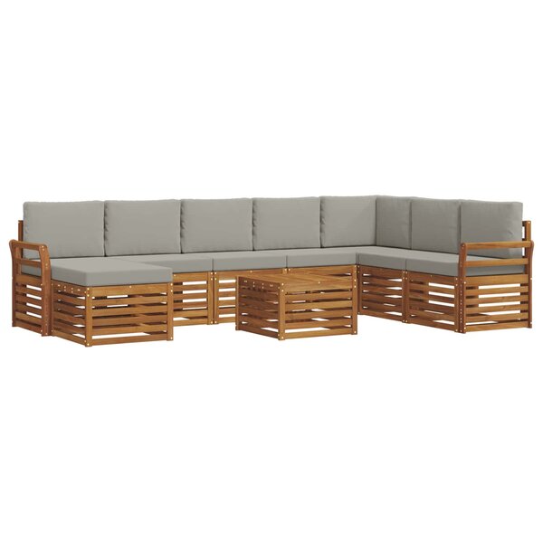 vidaXL Ensemble de canapés d'extérieur 9 Pièces Gris Naturel et Clair