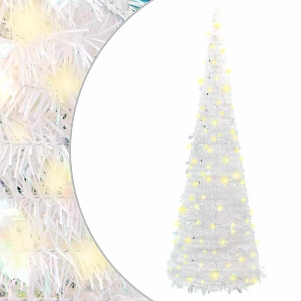 vidaXL Sapin de Noël artificiel escamotable 50 LED blanc 120 cm