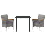 vidaXL Ensemble de salle à manger jardin 3 pièces gris poly rattan
