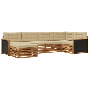 vidaXL Ensemble de canapés d'extérieur 6 Pièces Naturel et Beige