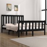 Vidaxl cadre de lit noir bois de pin massif 120x190 cm petit double
