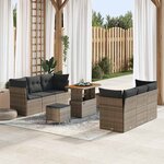 vidaXL Ensemble de canapé de jardin 9 Pièces Gris polyrotin