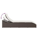 vidaXL Chaise longue pliante coussin rangement marron résine tressée