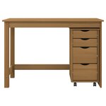vidaXL Ensemble bureau et cabinet roulant MOSS 2 Pièces Brun Miel